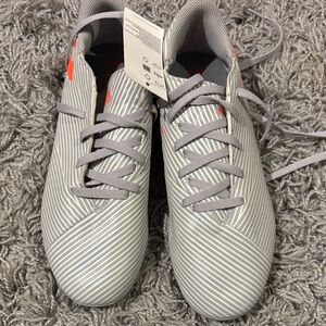 adidas Gray and White Striped Athletic Shoes